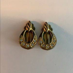 Vintage Gold Teardrop Clip On Earrings